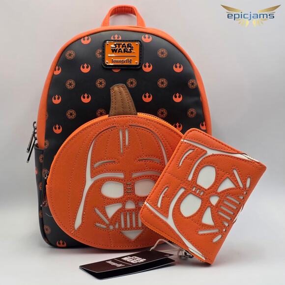 Loungefly Star Wars Darth Vader Glow-in-the-Dark Jack-o-Lantern Backpack Set New main image 4